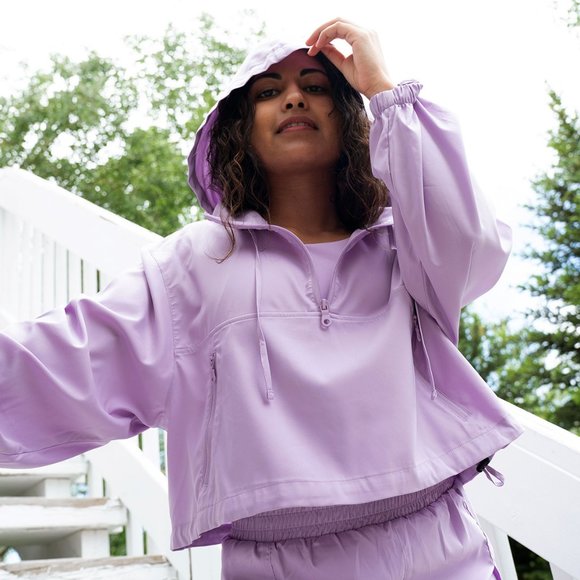 girlfriend collective Jackets & Blazers - Girlfriend Collective Lilac Half-Zip Windbreaker